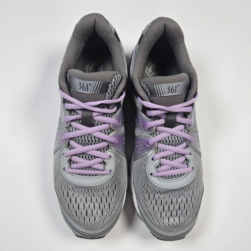 361 Degrees Womens Shield Shoes Sneakers Sz 9 Gray‎ Purple Running Athletic